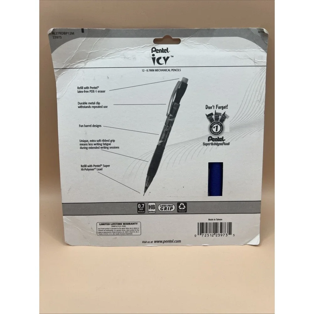 12 Pentel Razzle Dazzle Icy Automatic Pencil 0.7 mm Assorted Barrel Colors NEW